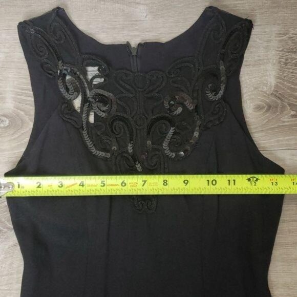 Jessica McClintock Gunne Sax vintage Black Evening Gown Lace and Side Slit sz 4 - Picture 8 of 8